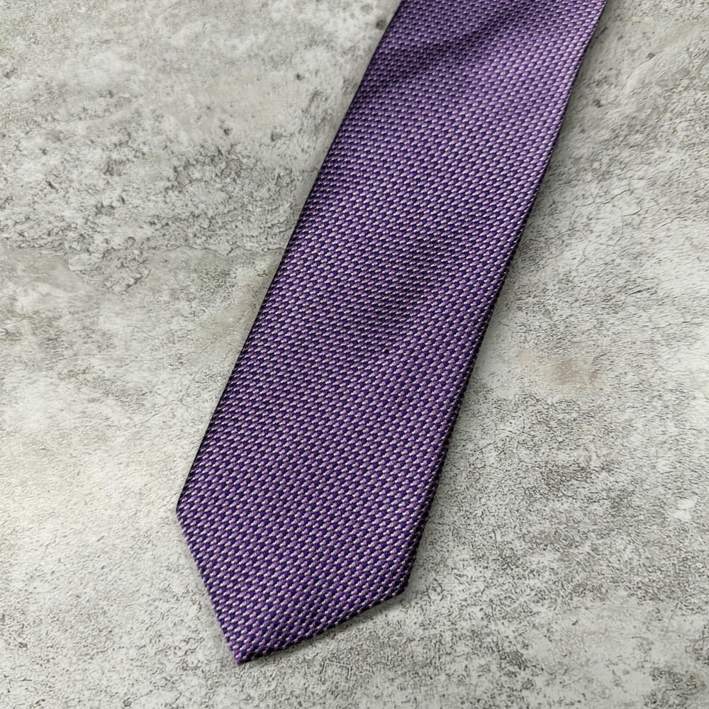Pronto Uomo Silk Tie Mens One Size Purple Geometric Made In China Necktie 2.75"